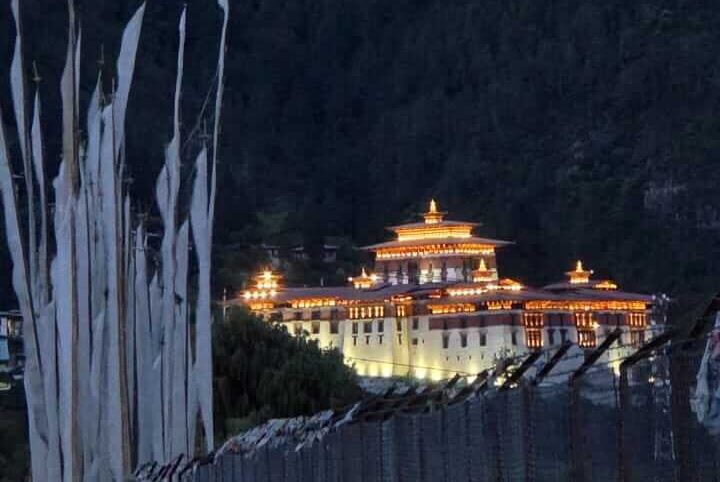 night view of a Dzong