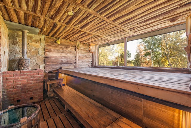 wooden sauna setting